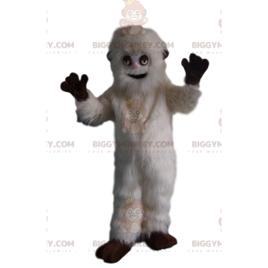 Traje de mascote BIGGYMONKEY™ de urso pardo branco brincalhão.