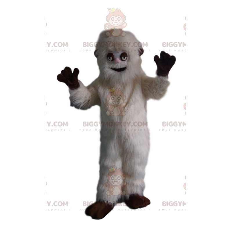 Playful white grizzly bear BIGGYMONKEY™ mascot costume. grizzly