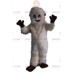 Traje de mascote BIGGYMONKEY™ de urso pardo branco brincalhão.