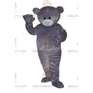 Blødt bjørne BIGGYMONKEY™ maskotkostume med blåt næseparti. -