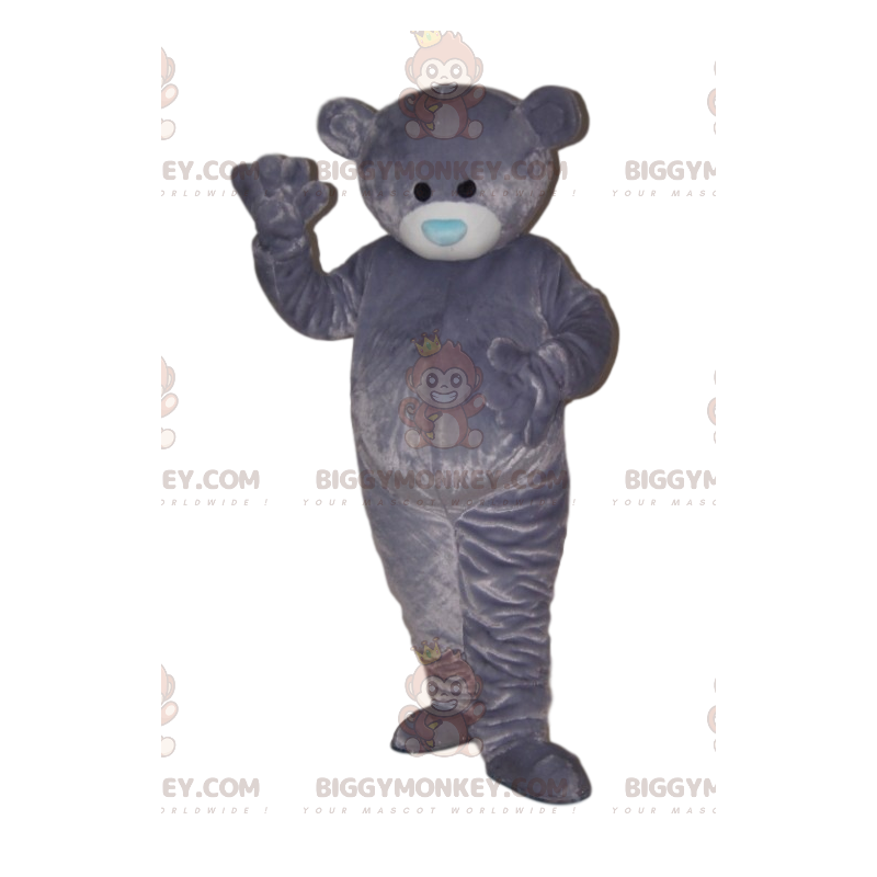 Traje de mascote de urso macio BIGGYMONKEY™ com focinho azul. –