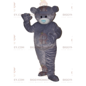 Weicher Bär BIGGYMONKEY™ Maskottchenkostüm mit blauer Schnauze.