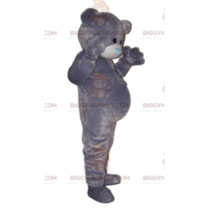 Disfraz de mascota de oso suave BIGGYMONKEY™ con hocico azul. -