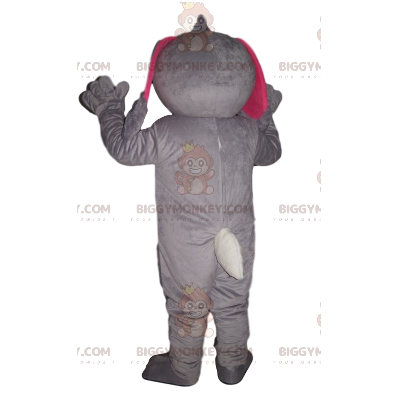 Costume de mascotte BIGGYMONKEY™ de lapin gris et blanc exalté
