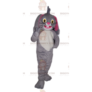 BIGGYMONKEY™ Maskottchen-Kostüm Erhabener grau-weißer Hase mit