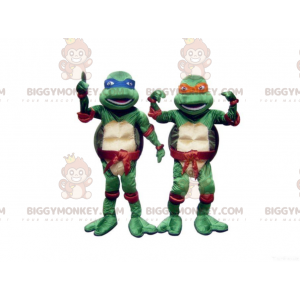 2 blauwe en oranje Ninja Turtles BIGGYMONKEY's mascotte -