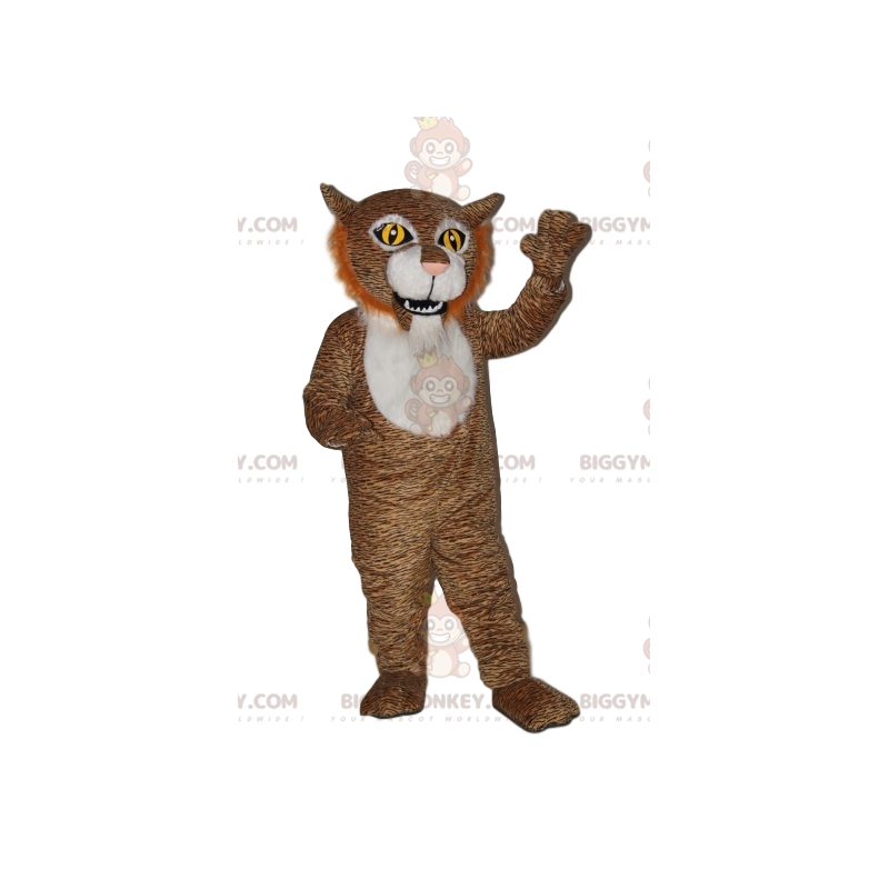 BIGGYMONKEY™ maskottiasu, ruskea tiikeri lumoavilla silmillä -