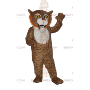 Costume de mascotte BIGGYMONKEY™ de tigre marron avec des yeux