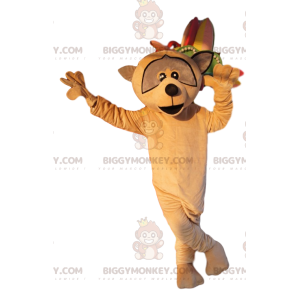 Traje de mascote de guaxinim bege BIGGYMONKEY™. fantasia de