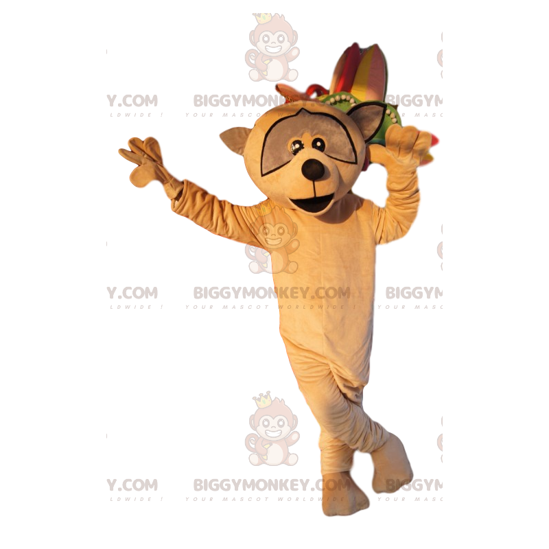 Costume de mascotte BIGGYMONKEY™ de raton-laveur beige. Costume