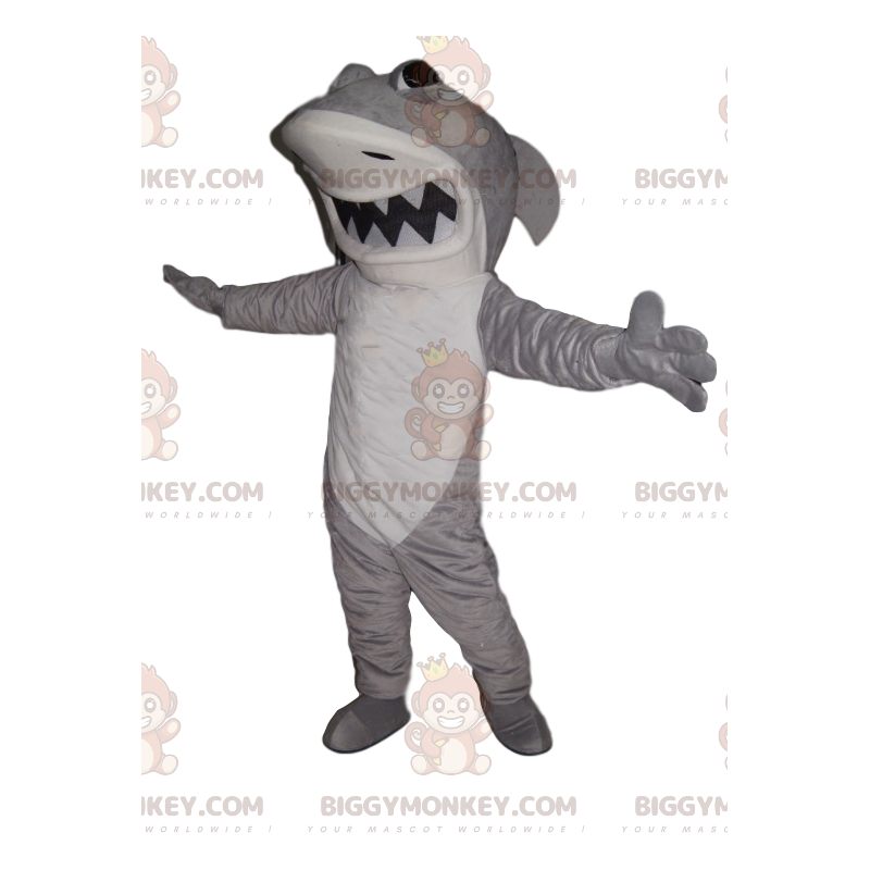 Fierce White and Gray Shark BIGGYMONKEY™ Mascot Costume –