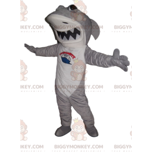 Costume mascotte BIGGYMONKEY™ squalo bianco e grigio feroce -