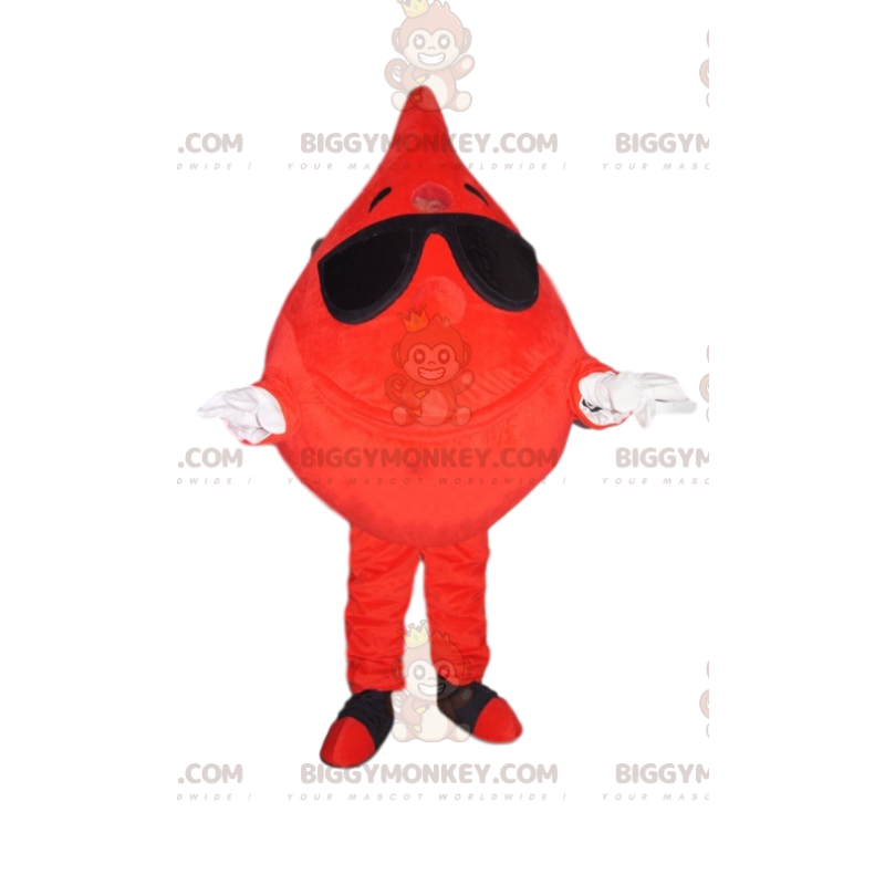 Costume de mascotte BIGGYMONKEY™ de goutte de sang enjouée avec