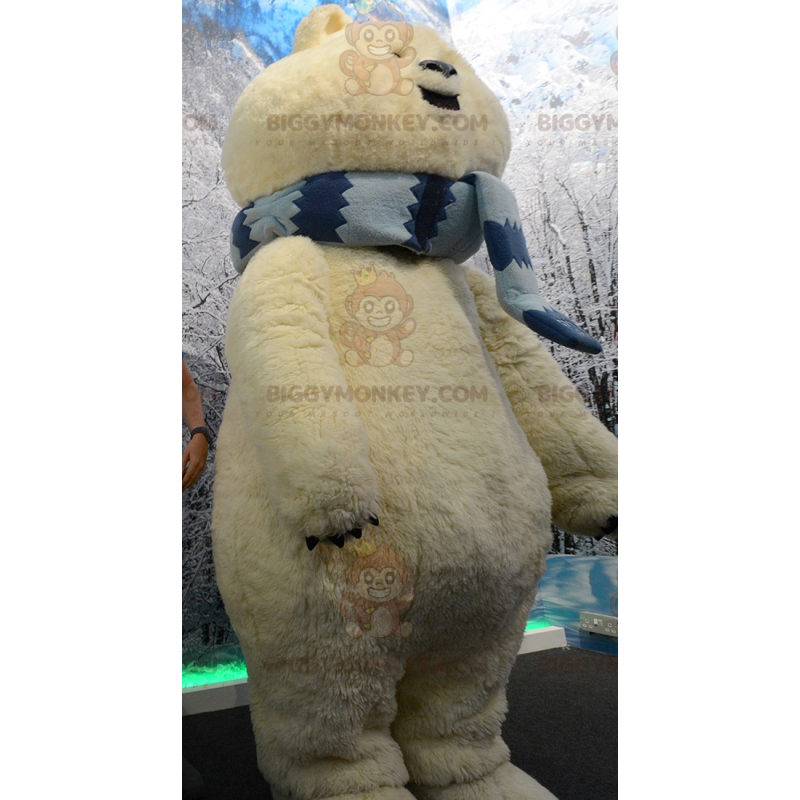 Στολή μασκότ BIGGYMONKEY™ Big Tan Bear Polar Bear με κασκόλ -