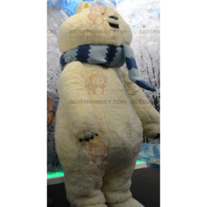 BIGGYMONKEY™ Big Tan Bear Polar Bear Mascot Costume with Scarf