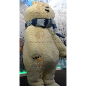 Στολή μασκότ BIGGYMONKEY™ Big Tan Bear Polar Bear με κασκόλ -