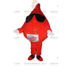 Playful Blood Drop BIGGYMONKEY™ Mascot Costume With Sunglasses