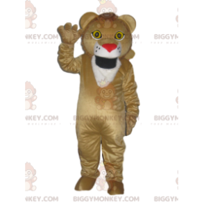 BIGGYMONKEY™ Mascottekostuum van beige leeuw met hartvormige