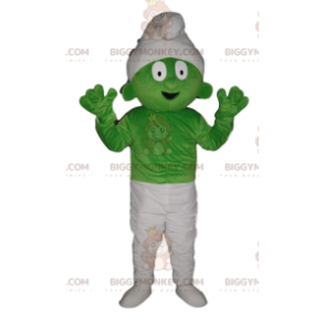 Molto comico il costume della mascotte del puffo verde