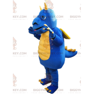 BIGGYMONKEY™ Mascot Costume Blue and Yellow Dragon with Big