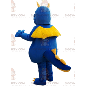 BIGGYMONKEY™ Mascot Costume Blue and Yellow Dragon with Big