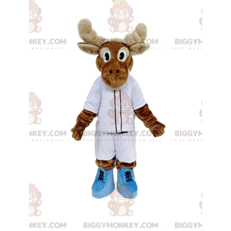 Brown Reindeer BIGGYMONKEY™ Mascot Costume With White