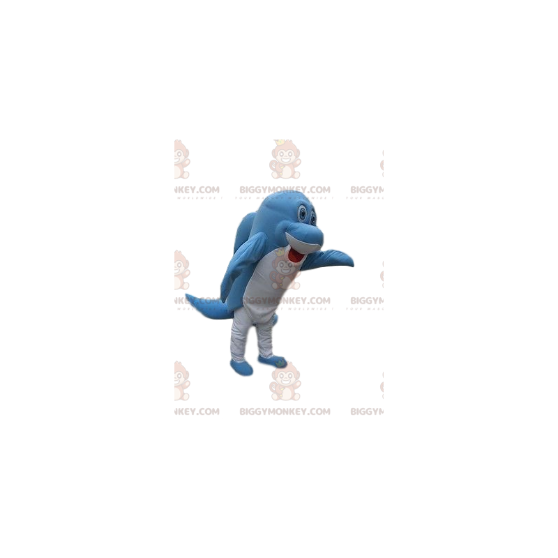 Disfraz de mascota BIGGYMONKEY™ de delfín azul y blanco muy