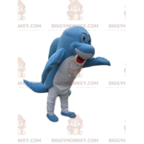 Costume de mascotte BIGGYMONKEY™ de dauphin bleu et blanc très