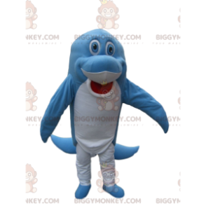 Costume de mascotte BIGGYMONKEY™ de dauphin bleu et blanc très