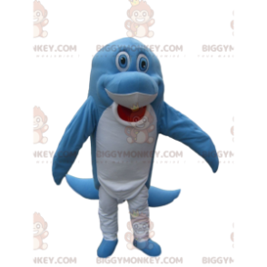 Costume mascotte BIGGYMONKEY™ delfino blu e bianco molto