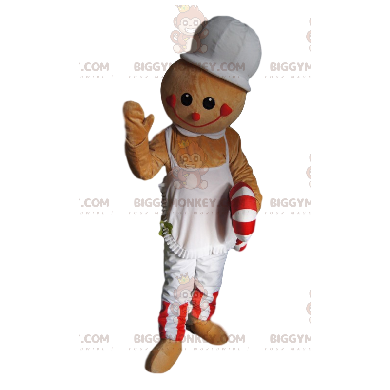 Costume de mascotte BIGGYMONKEY™ de bonhomme beige avec un