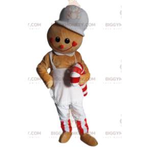 Costume de mascotte BIGGYMONKEY™ de bonhomme beige avec un