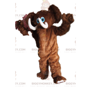 BIGGYMONKEY™ maskotkostume Legefuld brun mammut med flotte