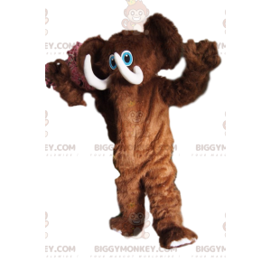 Traje de mascote BIGGYMONKEY™ divertido mamute marrom com belas