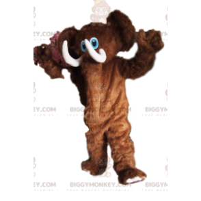 Traje de mascote BIGGYMONKEY™ divertido mamute marrom com belas