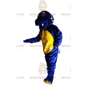 Costume da mascotte BIGGYMONKEY™ dinosauro blu notte e giallo -