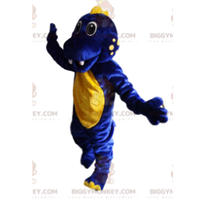 Midnattsblå och gul dinosaurie BIGGYMONKEY™ maskotdräkt -