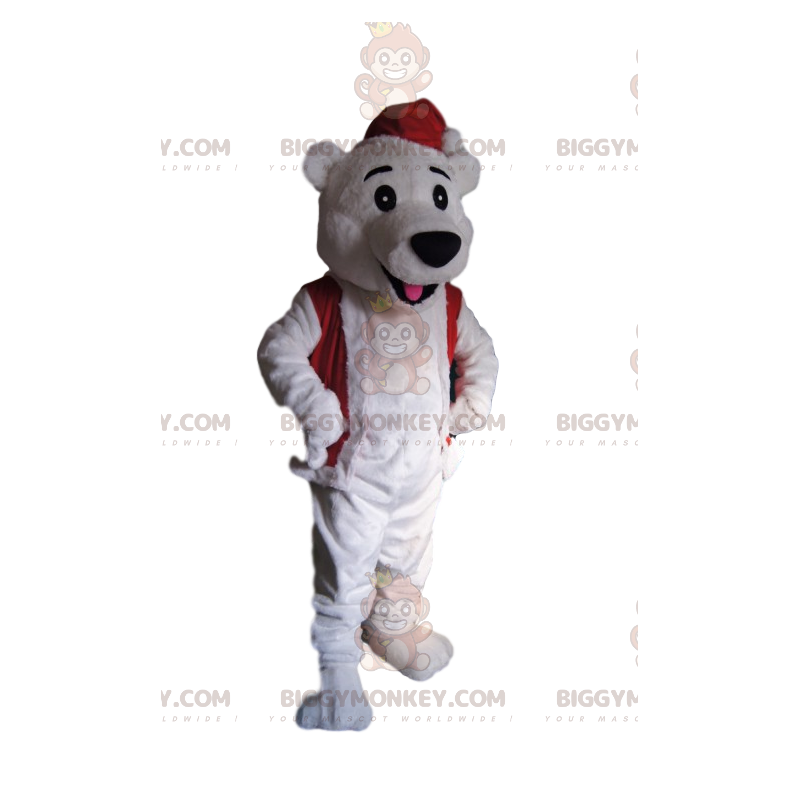 Isbjörn BIGGYMONKEY™ maskotdräkt med tomtehatt - BiggyMonkey