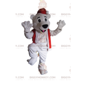 Fantasia de mascote de urso polar BIGGYMONKEY™ com chapéu de