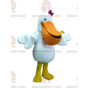 Heel schattig pelikaan BIGGYMONKEY™ mascottekostuum met fuchsia