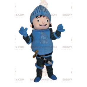 Costume da mascotte Happy Knight in armatura blu BIGGYMONKEY™ -