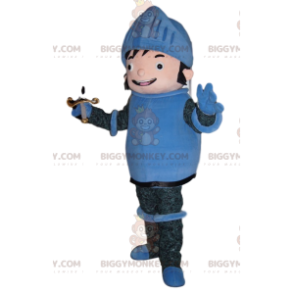 Happy Knight In Blue Armor BIGGYMONKEY™ Mascot Costume –