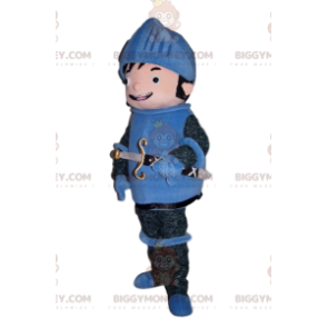 Happy Knight In Blue Armor BIGGYMONKEY™ Mascot Costume –
