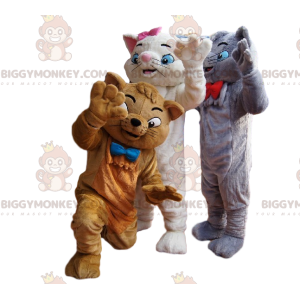 BIGGYMONKEY™ Costume da mascotte Trio di gatti grigi, bianchi e