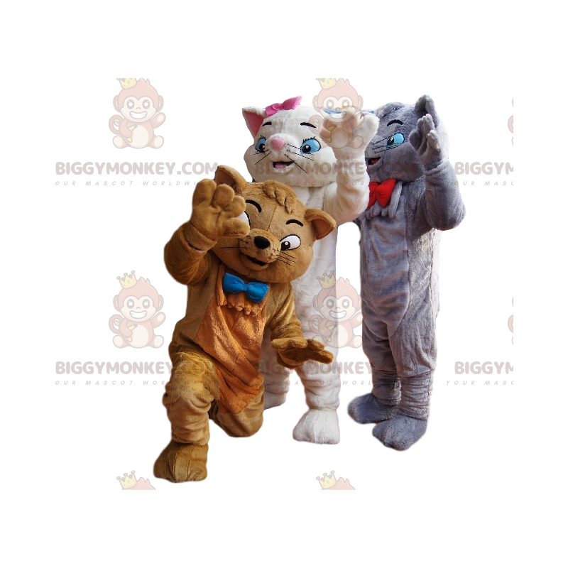 BIGGYMONKEY™ Mascot Costume Trio of Grey, White and Brown Cats