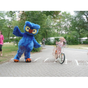 Gigantische blauw-gele oranje uil BIGGYMONKEY™ mascottekostuum