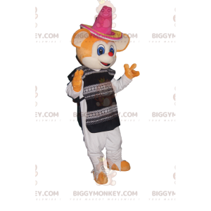 Traje de mascote BIGGYMONKEY™ de Rato Laranja com Sombrero e