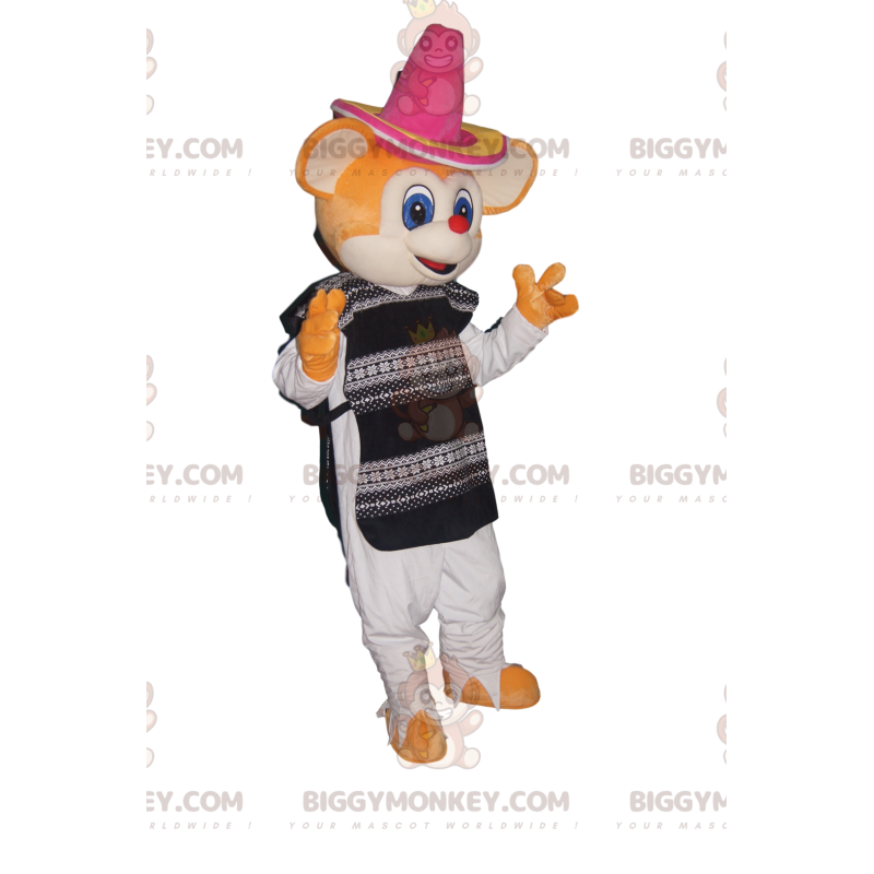 Costume da mascotte Orange Mouse BIGGYMONKEY™ con sombrero e