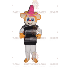 Orange Mouse BIGGYMONKEY™ Mascot Costume with Sombrero and