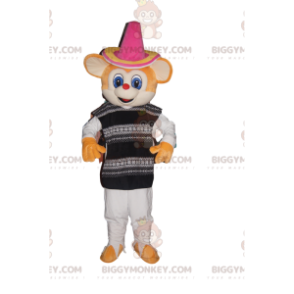 Orange Mouse BIGGYMONKEY™ maskotdräkt med sombrero och